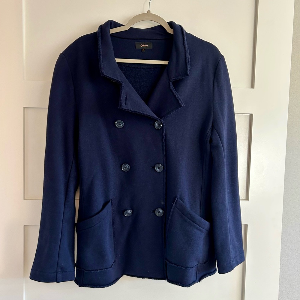 Quince Elegant Dark Blue Pea Coat